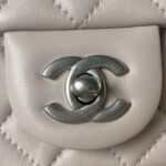 Chanel 23K AS1787 Mini Pearl Embossed Rectangular Flap Bag Lambskin Brushed Silver Metal Hardware Light Purple - Image 3