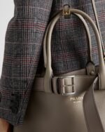 Prada Buckle Large Leather Handbag With Belt - Image 8