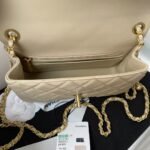 Chanel 23K AS1787 Mini Pearl Embossed Rectangular Flap Bag Lambskin Brushed Metal Hardware Apricot - Image 6