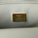 Chanel 23S AS4041 Mini Camellia Embossed Rectangular Flap Bag Antique Gold Hardware Light Green - Image 7