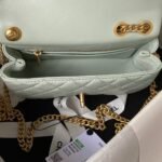 Chanel 23S AS4041 Mini Camellia Embossed Rectangular Flap Bag Antique Gold Hardware Light Green - Image 9