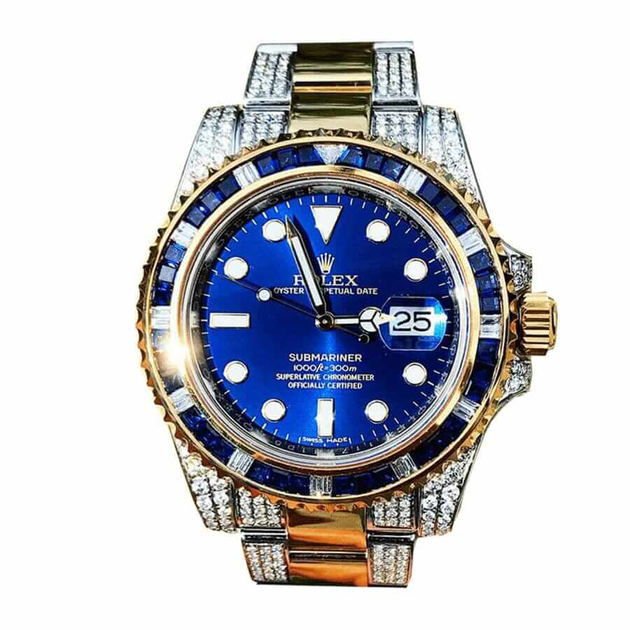 Rolex-Submariner-18038-Iced-Out-Blue-Dial-Replica.webp Rolex Submariner Date 18038 "Iced Out Blue Dial" Exact Duplicate Quality - Image 1