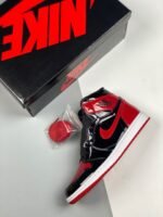 AJ Jordan 1 High OG Bred Patent Black/White-Varsity Red 555088-063 - Premium Quality Streetwear Sneaker - Image 3