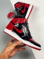AJ Jordan 1 High OG Bred Patent Black/White-Varsity Red 555088-063 - Premium Quality Streetwear Sneaker - Image 2