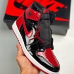 AJ Jordan 1 High OG Bred Patent Black/White-Varsity Red 555088-063 - Premium Quality Streetwear Sneaker