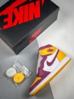AJ Jordan 1 High OG Brotherhood University Gold/Light Bordeaux-White 555088-706 - Premium Quality Streetwear Sneaker - Image 3
