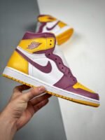 AJ Jordan 1 High OG Brotherhood University Gold/Light Bordeaux-White 555088-706 - Premium Quality Streetwear Sneaker - Image 2