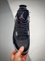 AJ Jordan 4 Black Canvas Black/Light Steel Grey-White-Fire Red DH7138-006 - Premium Quality Streetwear Sneaker - Image 4