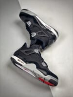 AJ Jordan 4 Black Canvas Black/Light Steel Grey-White-Fire Red DH7138-006 - Premium Quality Streetwear Sneaker - Image 5