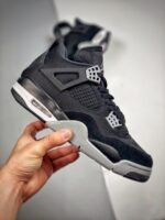 AJ Jordan 4 Black Canvas Black/Light Steel Grey-White-Fire Red DH7138-006 - Premium Quality Streetwear Sneaker - Image 2
