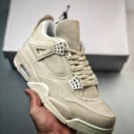AJ Jordan 4 Canvas Sail/Cement Grey-Fire Red DQ4904-100 - Premium Quality Streetwear Sneaker