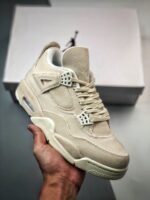 AJ Jordan 4 Canvas Sail/Cement Grey-Fire Red DQ4904-100 - Premium Quality Streetwear Sneaker