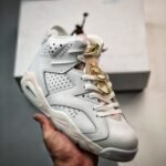 AJ Jordan 6 Gold Hoops White/Sail/Metallic Gold/Barely Rose DH9696-100 - Premium Quality Streetwear Sneaker