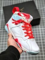 AJ Jordan 7 GS White/Topaz Mist-Ember Glow-Gym Red 442960-104 - Premium Quality Streetwear Sneaker