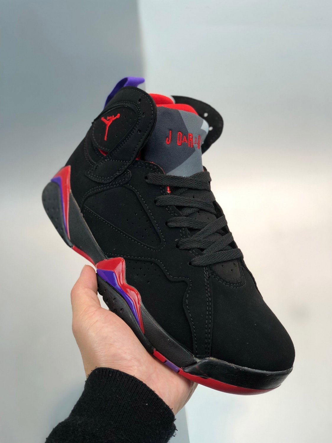 air-jordan-7-raptors-blacktrue-red-dark-charcoal-club-purple-304775-018-0mc4f.jpg AJ Jordan 7 'Raptors' Black/True Red-Dark Charcoal-Club Purple 304775-018 - Premium Quality Streetwear Sneaker - Image 1