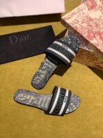 Christian Dior Dway Kaleidiorscopic Mule Sandals in Embroidered CottonSpring /Summer Collection Green /Black - Premium Quality Streetwear Sneaker - Image 6