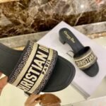 Christian Dior Dway Mules in Embroidered CottonSpring /Summer 2020 Collection. Navy Blue - Premium Quality Streetwear Sneaker - Image 5