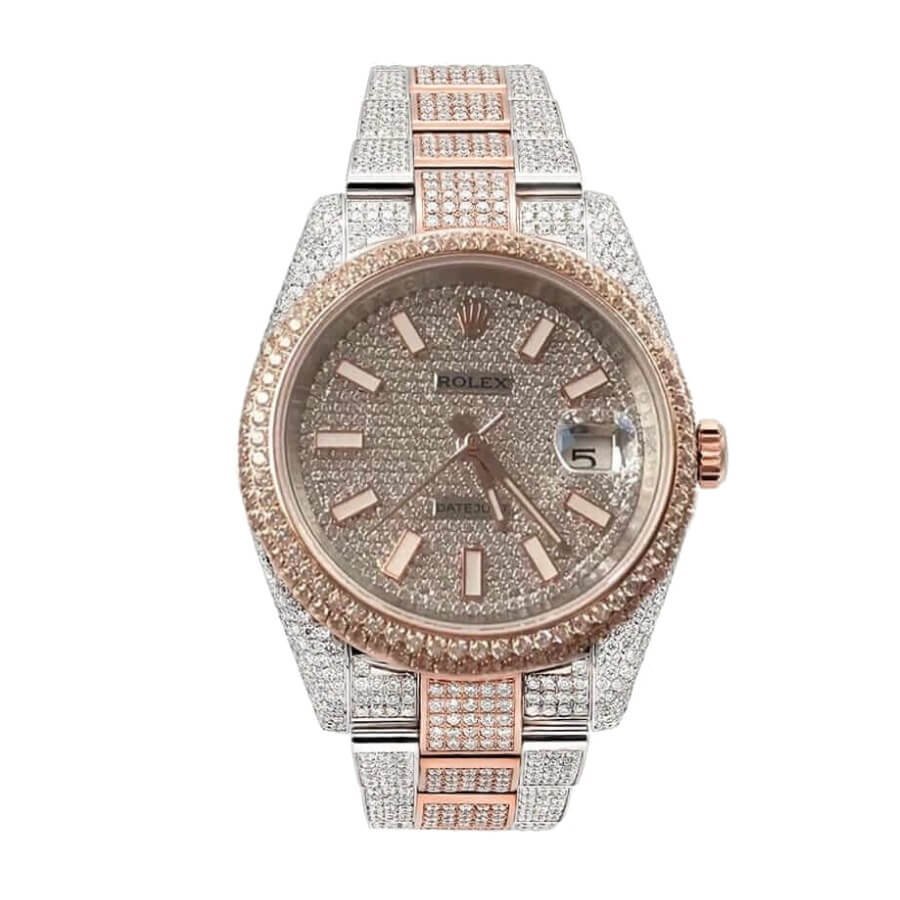 fully-iced-out-rolex-replica-5.jpg Rolex Datejust 126303 "Two-Tone Iced Out" Premium Duplicate Edition - Image 1
