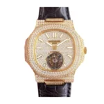 Patek Philippe Nautilus 5711 Tourbillon "Jumbo" Yellow Gold Dial Signature Replica 1:1