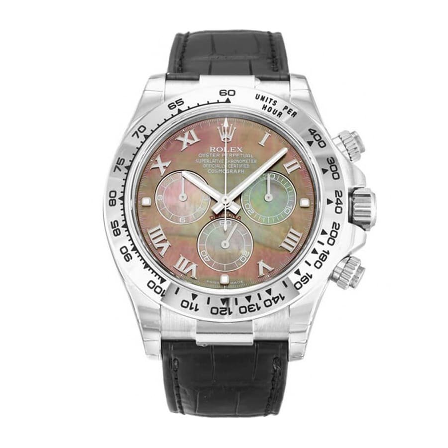 rolex-daytona-mother-of-pearl-116519-replica.jpg Rolex Daytona Mother Of Pearl Roman Dial 116508 Swiss Super Clone - Image 1