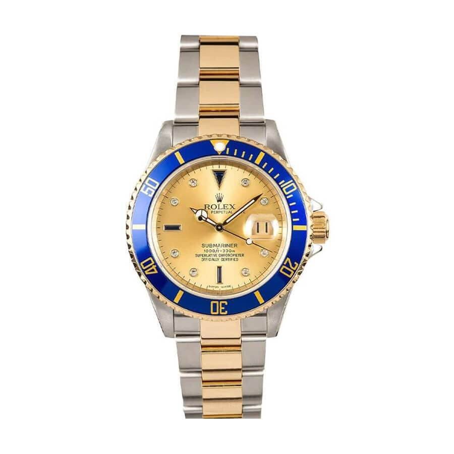 rolex-submariner-two-tone-stainless-steel-gold-diamond-16613-replica.jpg Rolex Submariner 16613 "Serti Two-Tone" Top Grade Clone 1:1 - Image 1